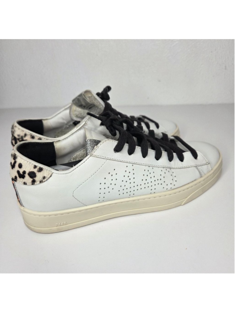 P448 John Low Top Sneakers White Animal Print Neon Women's Size 39 US 8.5 - Picture 7 of 13